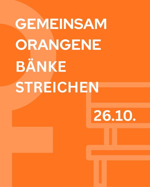 Abbildung Gemeinsam orangene Bänke streichen