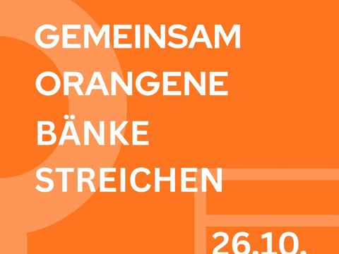 Abbildung Gemeinsam orangene Bänke streichen